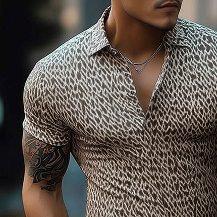 Men's Retro Print Slim Fit Polo Neck T-Shirt | Short Sleeve Summer Top | Vintage Style | Breathable Lightweight Fabric | Fashionable Casual Wear | Sizes S to 3XL | Perfect for Gatherings & Outings