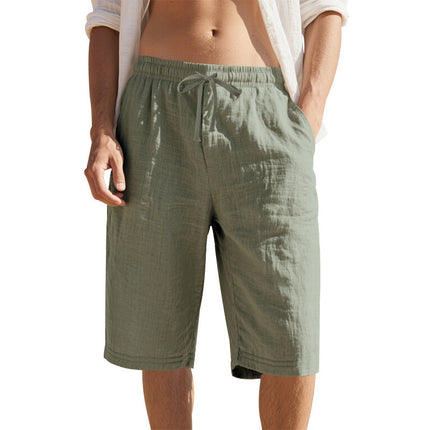 Men's Casual Shorts | Breathable Cotton Linen | Elastic Waist | Loose Fit | Lightweight | Comfortable | Ideal for Warm Weather | Versatile Summer Wear | Functional Pockets | Neutral Colors | Multiple Sizes