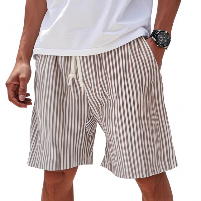 Men's Casual Shorts | Cotton Blend | Striped Elastic Waist | Loose Fit | Vacation Ready | Breathable Fabric | Adjustable Drawstring | Versatile Beachwear | Sizes & Colors Available