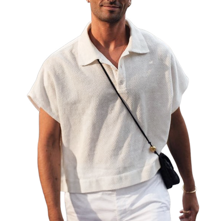 Men's Polo Shirt | Solid Color | Lapel Collar | Dropped Shoulder Sleeves | Casual Wear | Soft Breathable Fabric | Modern Relaxed Fit | Versatile Streetwear | Trendy Everyday Shirt