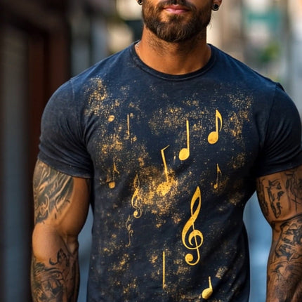 Men's Retro Style Casual T-Shirt | Explosion Note Print | Round Neck | Short Sleeve | Comfortable Cotton Blend | Fashionable Graphic Tee | Versatile Spring Summer Top | Sizes S-3XL | Ideal For Everyday Wear