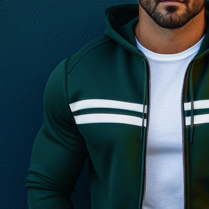 Men's Retro Colorblock Hooded Jacket | Casual Sports Outerwear | Vintage Style | Long Sleeves | Adjustable Drawstring Hood | Polyester Cotton Blend | Versatile Lightweight Design