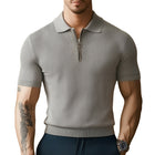 Men's Knitted Zip-Neck T-Shirt | Summer Business Casual Top | Textured Lightweight Fabric | Breathable Short Sleeve | Versatile Professional Style | Available in Sizes S to 3XL