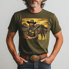 Men's Western Cowboy Style T-Shirt | Cotton Blend | Short Sleeve | Summer Casual Shirt | Unique Printed Design | Comfortable Regular Fit | Breathable Fabric | Retro Casual Wear