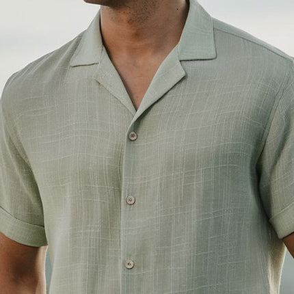 Men's Textured Cotton Blend Short Sleeve Shirt | Summer Casual Style | Classic Collar | Soft & Breathable | Machine Washable | Regular Fit | Variety of Colors | Sizes S-3XL
