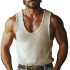 Men's Summer Tank Top | Basic Knitted Raw Edge | Casual Sleeveless Shirt | Breathable Cotton Blend | Crew Neck | Relaxed Fit | Sizes S-3XL | Versatile for Workouts, Beach, Casual Wear