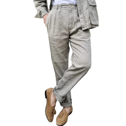 Men's Cotton Linen Suit Pants | Drawstring Waist | Relaxed Fit | Breathable & Comfortable | Casual Chic Design | Versatile & Stylish | Perfect for Warm Weather | Office & Leisure | Adjustable Fit