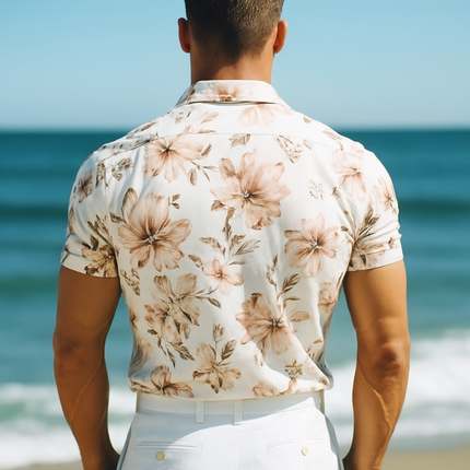 Men's Hawaiian Shirt | Floral Short Sleeve | Lapel Collar | Retro Casual Beach Wear | Lightweight Cotton Blend | Tropical Summer Style | Comfortable Fit | Vibrant Floral Patterns | Available S-3XL
