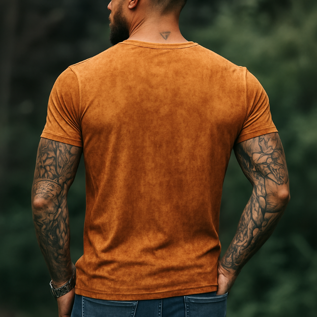 Men's Vintage Style Printed V-Neck Short Sleeve Cotton Blend T-Shirt | Retro Casual Fit | Lightweight & Breathable | Versatile Wardrobe Essential