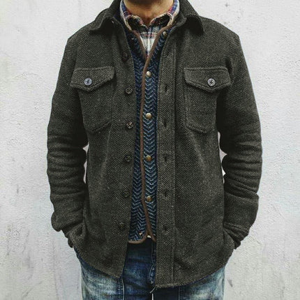 Men's Retro Wool Jacket | Double Breasted | Solid Color | Vintage Style | Lapel Collar | Tailored Fit | Long Sleeves | Dual Breast Pockets | High-Quality Warm Fabric | Size S-XXXL