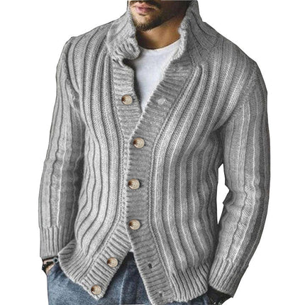 Men's Knit Sweater Jacket | Single Breasted Design | High-Quality Fabric | Warm & Durable Outerwear | Ribbed Cuffs & Hem | Sophisticated Casual Style | Lightweight Comfort | Versatile Neutral Colors