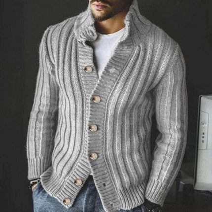 Men's Knit Sweater Jacket | Single Breasted Design | High-Quality Fabric | Warm & Durable Outerwear | Ribbed Cuffs & Hem | Sophisticated Casual Style | Lightweight Comfort | Versatile Neutral Colors