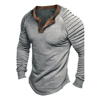 Men's Long Sleeve Henley Shirt | Solid Color | Premium Cotton | Casual & Semi-Formal Wear | Buttoned Placket | Soft & Durable Fabric | Relaxed Fit | Versatile Fashion Essential