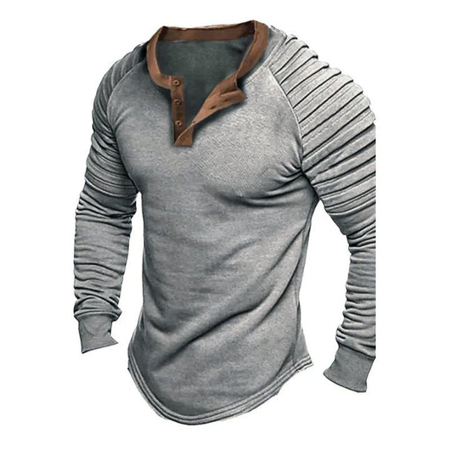 Men's Long Sleeve Henley Shirt | Solid Color | Premium Cotton | Casual & Semi-Formal Wear | Buttoned Placket | Soft & Durable Fabric | Relaxed Fit | Versatile Fashion Essential