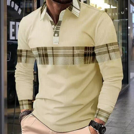 Men's Long Sleeve Waffle Polo Shirt | Casual Colorblock Design | Button-Up Front | Breathable Knit Fabric | Variety of Colors | Available in Sizes S-6XL | Perfect for All Seasons