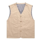 Men's Casual Cotton Vest| Lightweight Solid Color Waistcoat| 98% Cotton| Breathable| Multiple Pockets| Button Down| Frayed Edge Design| Knit Denim Fabric| Summer Style