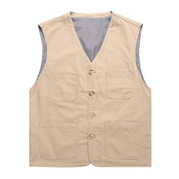 Men's Casual Cotton Vest| Lightweight Solid Color Waistcoat| 98% Cotton| Breathable| Multiple Pockets| Button Down| Frayed Edge Design| Knit Denim Fabric| Summer Style