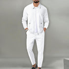 Men's Waffle Textured Solid Color Jacket | Tailored Lapel | Straight-Leg Pants | Breathable Fabric | Versatile Suit Set for Spring & Autumn | Sophisticated & Comfortable | Functional Pockets