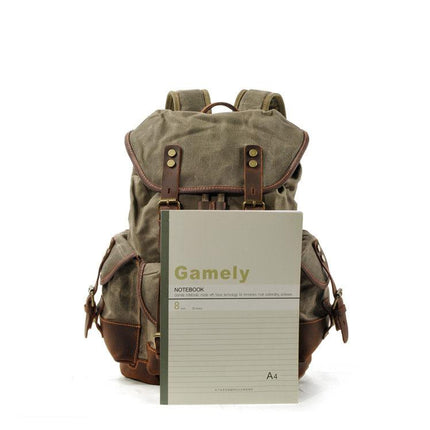 Vintage Men's Canvas Leather Backpack | Multi-Pocket | Outdoor | Casual | Durable Canvas | Leather Accents | Adjustable Straps | Versatile | Travel & Daily Use | Stylish Design | Secure Zipper Closure | Comfortable Carry