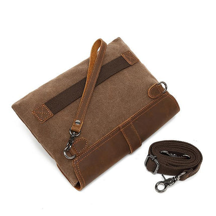 Vintage Flap Clutch Bag | Leather & Canvas | Evening Accessory | Handbag Elegance