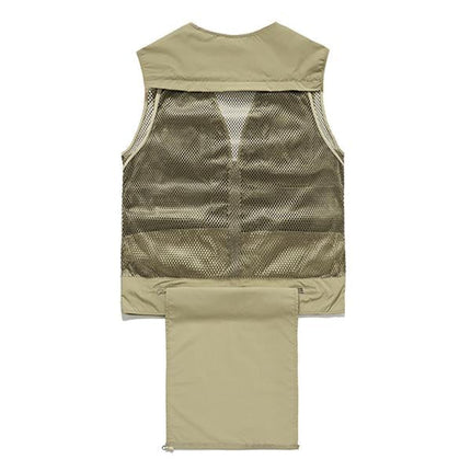Men's Outdoor Quick-Drying Vest | Multi-Pocket | V-Neck | Zipper Closure | Removable Back | Mesh Patchwork | Breathable Lightweight Fabric | Ideal for Fishing, Cycling, Sports & Leisure Activities