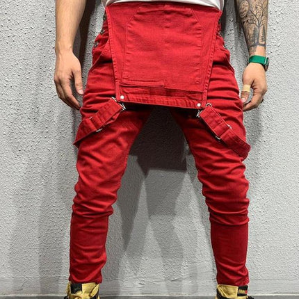 Men's Denim Overalls | Solid Color | Adjustable Straps | High-Quality Durable Fabric | Functional Pockets | Casual Outfits | Versatile Fashion | Classic Comfortable Fit | Everyday Wear