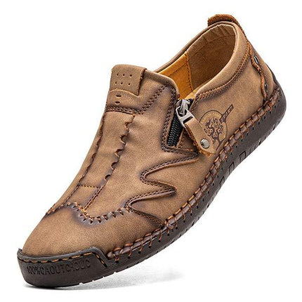 Men's Vintage Leather Loafers | Casual Comfort Shoes | Cushioned Footbed | Flexible Rubber Outsole | Easy Slip-On | Medium Width
