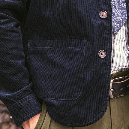 Men's Retro Corduroy Jacket | Lapel Collar | Single Breasted Closure | Premium Soft Durable Fabric | Casual Fashion Outerwear | Timeless Design | Sophisticated Versatile Coat for All Occasions
