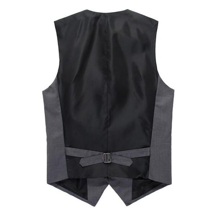 Men’s V-Neck Suit Vest | Soft Woven Fabric | Classic Collar | Colorblock Patchwork | Five-Button Closure | Adjustable Buckled Back | Front Welt Pockets | Fully Lined | Machine Washable