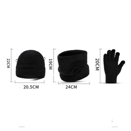 Men's Winter Knitted Set | Plus Velvet Hat Scarf Gloves | Warm & Cozy Fashion Accessories | 3-Piece Color Coordinated Set | Soft Velvet Lining | Durable & Stylish Winter Essentials