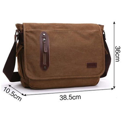 Durable Canvas Crossbody Bag | Adjustable Shoulder Strap | Interior Laptop Compartment | Multi-Pocket Design | Vintage Casual Style | Ideal for Business, Work, School | 38.5x36x36.5 cm