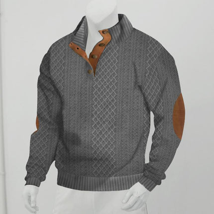 Men's Stand Collar Pullover | Long Sleeve Jacquard Knitted Sweatshirt | Outdoor | High-Quality Fabric | Breathable | Warm | Modern Style | Casual Wardrobe | Sizes Available | Machine Washable