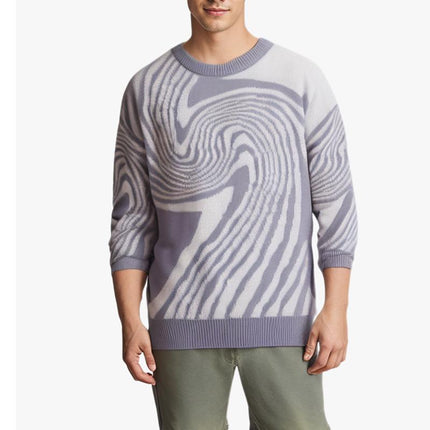 Men's Jacquard Design Crew Neck Sweater | Warm Knitted Fashion | Versatile Long Sleeve Pullover | Men's Winter Casual Jumper | Classic Comfortable Fit