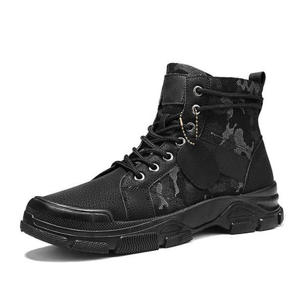 Men's Vintage Camouflage High-Top Ankle Boots | Lace-Up Closure | Slip-Resistant Rubber Sole | Durable Military Style | Comfortable Inner Lining | Sturdy and Rugged | Perfect for Casual and Formal Wear