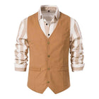 Men's Vintage Vest | Slim Fit | V-Neck | Single Breasted | Plain Polyester Blend | Spring Autumn | Casual Fashion Waistcoat