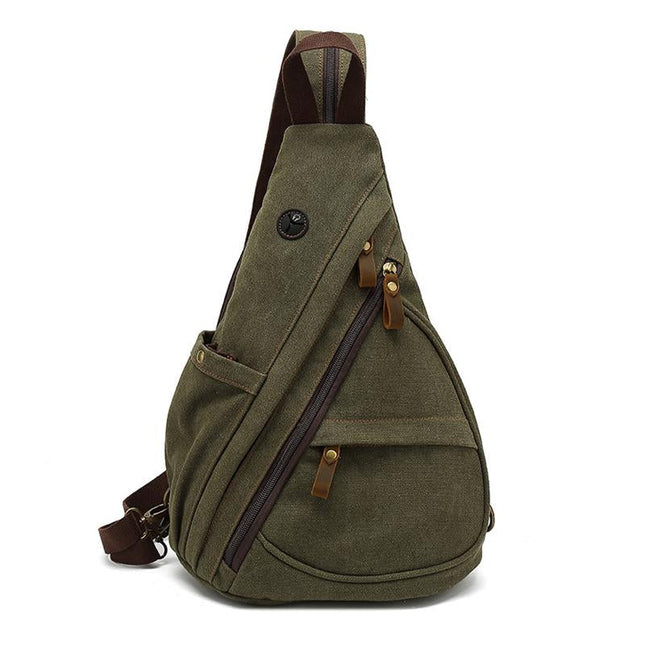 Men’s Retro Style Chest Bag | Vintage Canvas Sling Bag | Durable Solid Color | Functional Multi-Compartment Design | Adjustable Straps for Comfort | Compact Crossbody Bag for Urban Adventures