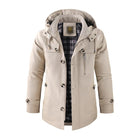 Men's Washed Cotton Hooded Coat | Warm Stand Collar | Mid-Length | Insulated Lining | Weather-Resistant | Rugged Casual Design | Multiple Pockets | Relaxed Fit | Adjustable Hood and Cuffs | Outdoor Ready | Machine Washable