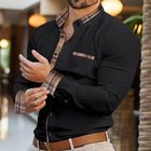 Men's Long Sleeve Plaid Shirt | Color Block Design | Lapel Collar | Casual Fit | Cotton Blend | Earth Tones | Bold Contrasts | Durable Construction | Available in Regular & Slim Fit | Machine Washable