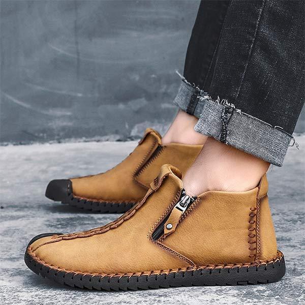 Vintage Leather Men's Casual Boots | Flexible Rubber Sole | Lightweight & Comfortable | Work & Weekend Footwear