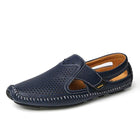 Men's Casual Cutout Loafers | Perforated Leather Upper | Easy Slip-On | Flexible Outsole | Spring Fashion