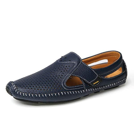 Men's Casual Cutout Loafers | Perforated Leather Upper | Easy Slip-On | Flexible Outsole | Spring Fashion