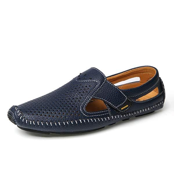 Men's Casual Cutout Loafers | Perforated Leather Upper | Easy Slip-On | Flexible Outsole | Spring Fashion