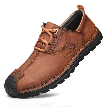 Men's Loafers | Casual Leather Shoes | Retro Style | Comfortable Leather Upper | Hand Stitched | Cushioned Footbed | Flexible Rubber Sole | Medium Width