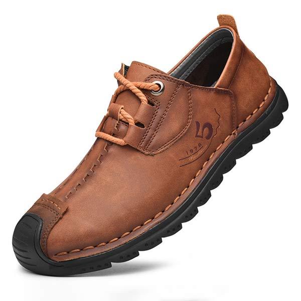 Men's Loafers | Casual Leather Shoes | Retro Style | Comfortable Leather Upper | Hand Stitched | Cushioned Footbed | Flexible Rubber Sole | Medium Width