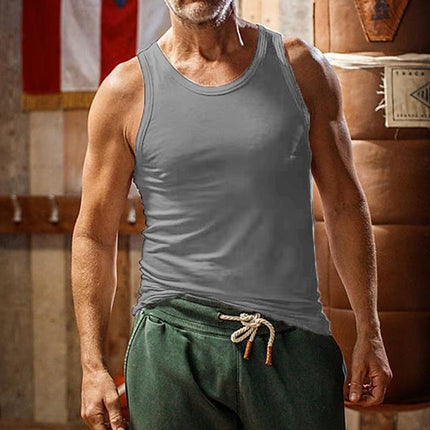 Men's Athletic Tank Top | Solid Color Crew Neck | Casual Sportswear | Moisture-Wicking Cotton Blend | Versatile Fit | Lightweight Comfort | Ideal for Gym, Workout, and Everyday Fashion