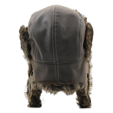 Men's Leather Hat | Warm Ear Protection | Winter Style | High-Quality Durable Material | Rugged Design | Adjustable Fit | Timeless Fashion | Comfortable Insulated Lining | Outdoor Adventures