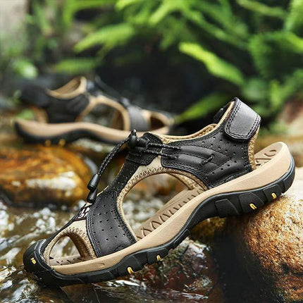 Men's Outdoor Beach Sandals | Durable Uppers | Non-Slip Outsole | Adjustable Heel Strap | Breathable Textile Lining | Toe Protection | Comfortable Everyday Wear | Summer Footwear