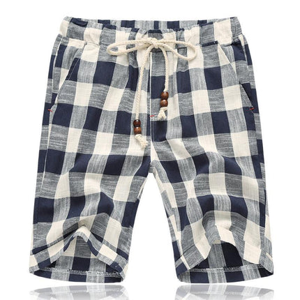 Men's Cotton Linen Shorts | Stripe Elastic Waist | Straight Cut | Breathable Fabric | Summer Casual | Lightweight Comfort | Practical Pockets | Adjustable Fit | Versatile Style