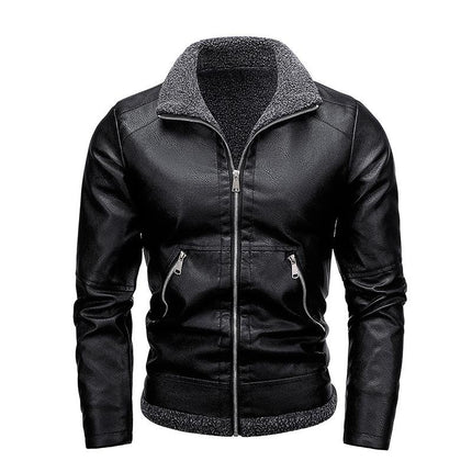 Men's Leather Jacket | Fur Lined | Plus Velvet Thickening | Luxurious Warm Outerwear | Premium Quality | Stylish Winter Coat | Water Resistant | Windproof | Tailored Fit | Zippered Front | Functional Pockets