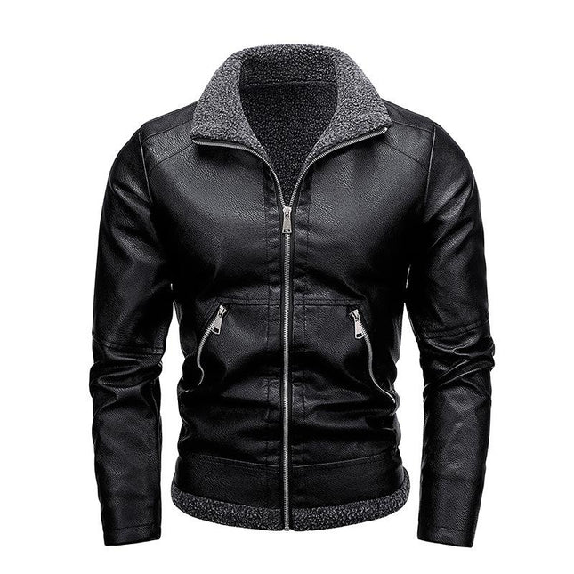 Men's Leather Jacket | Fur Lined | Plus Velvet Thickening | Luxurious Warm Outerwear | Premium Quality | Stylish Winter Coat | Water Resistant | Windproof | Tailored Fit | Zippered Front | Functional Pockets